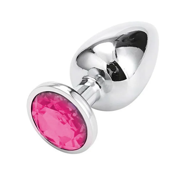 OHH-1141 PLUG METALICO CON CRISTAL ROSA TALLA S 