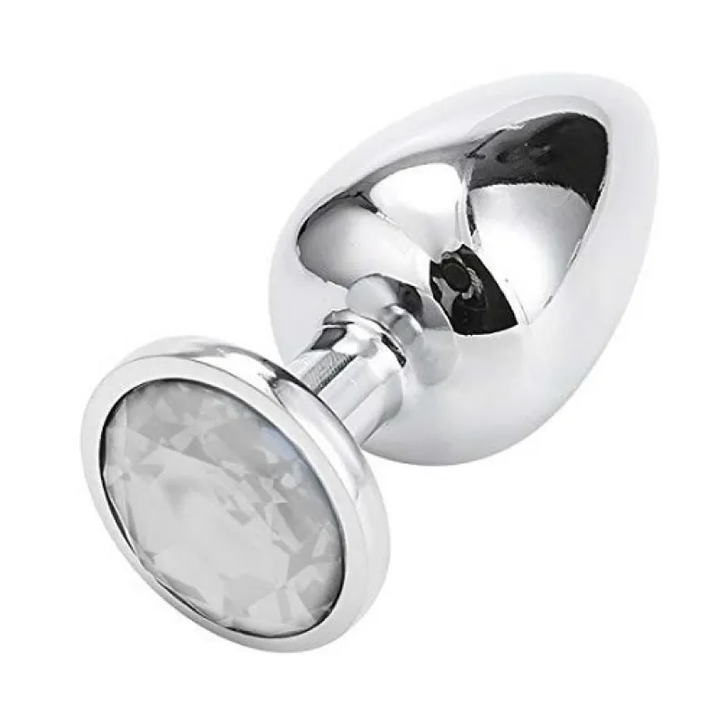 OHH-1142 PLUG METALICO CON CRISTAL TRANSPARENTE TALLA S 