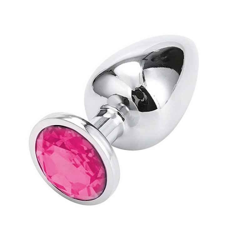 OHH-1145 PLUG METALICO CON CRISTAL ROSA TALLA M 