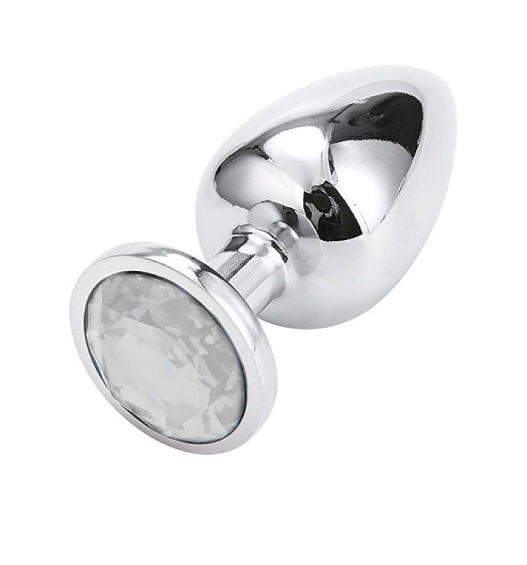 OHH-1146 PLUG METALICO CON CRISTAL TRANSPARENTE TALLA M 