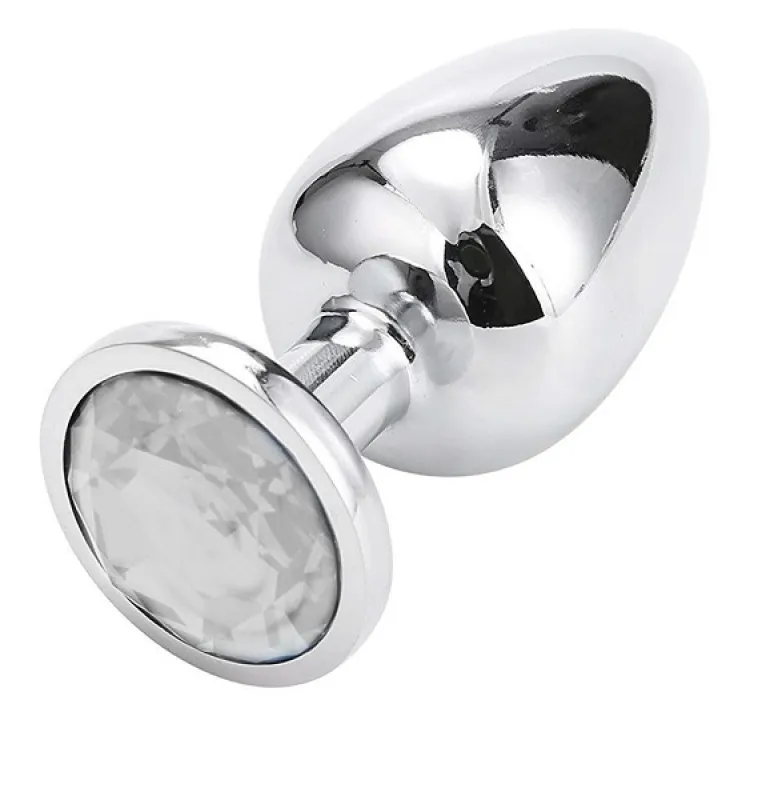 OHH-1150 PLUG METALICO CON CRISTAL TRANSPARENTE TALLA L 